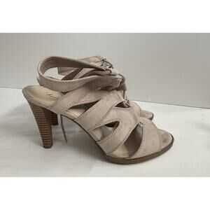 Simply Vera Vera Wang Taupe Lace Up Strappy Heels 8.5 Open Toe Sandals Boho Chic